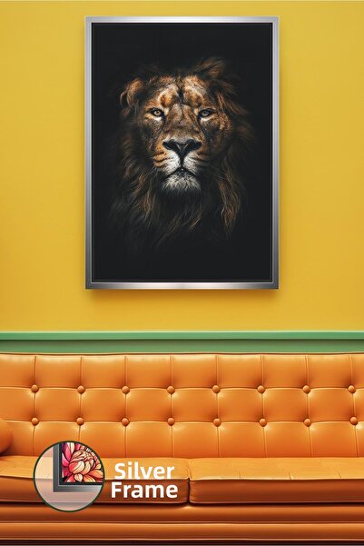 KOSS Dijital Fundal negru, portret de leu, imagine detaliată, fotografie de a...