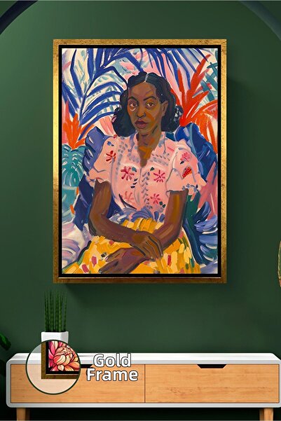 KOSS Dijital Цветна декорация за стена с изображение на африканска жена, седя...