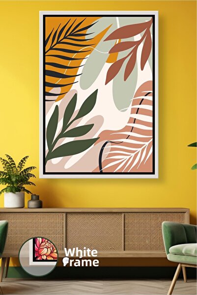 KOSS Dijital Pictură pe pânză înrămată în stil boho cu model de frunze, care ...