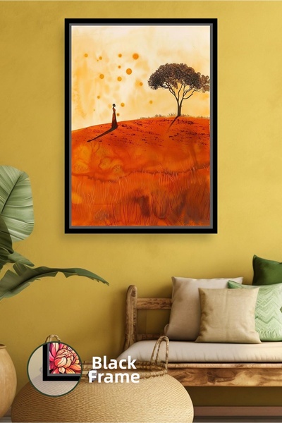 KOSS Dijital Peisaj din deșertul african, copac și siluetă umană, pictură pe ...