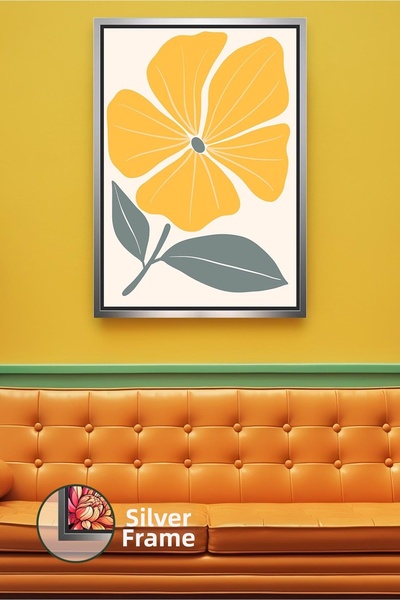 KOSS Dijital Decor de perete în stil boho cu flori galbene, pictură pe pânză ...