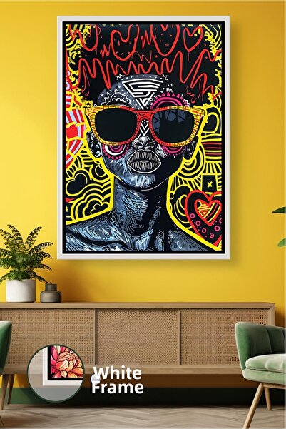 KOSS Dijital Figurină de femeie cu ochelari colorați în stil pop art, decor m...