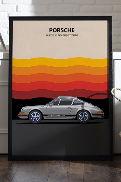 Duvarda Αφίσα Porsche 911 με μαύρο ξύλινο πλαίσιο, διακοσμητική ζωγραφική τοί...