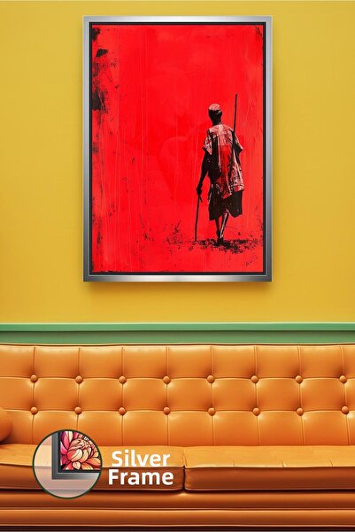 KOSS Dijital Figurină africană masai care mers pe jos, cu fundal roșu, scenă ...