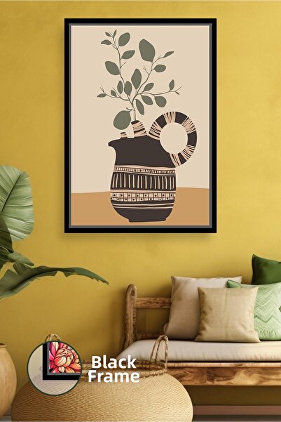 KOSS Dijital Decor de perete boem cu model etnic de vază și figuri de frunze,...