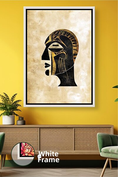 KOSS Dijital Pictură pe pânză înrămată cu figură etnică în tonuri de aur negr...