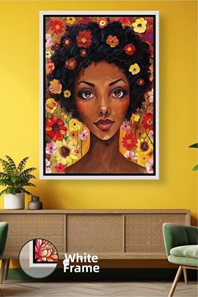 KOSS Dijital Artă de perete cu figură de femeie în flori, portret colorat, de...