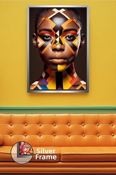 KOSS Dijital Ornament de perete cu față de femeie cu model etnic, decor elega...