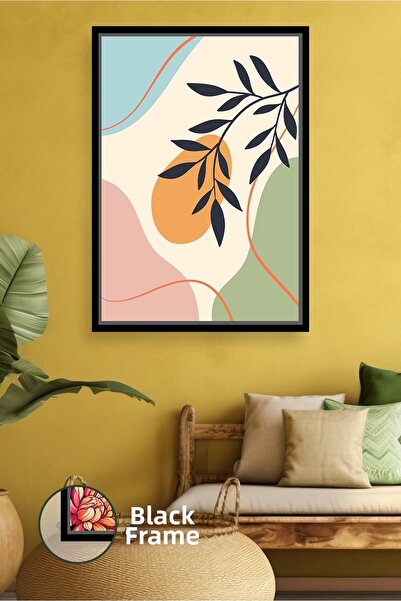 KOSS Dijital Decor de perete modern colorat cu model de frunze cu fundal past...