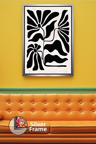 KOSS Dijital Pictură boemă cu model de flori negre, stil minimalist, pictură ...