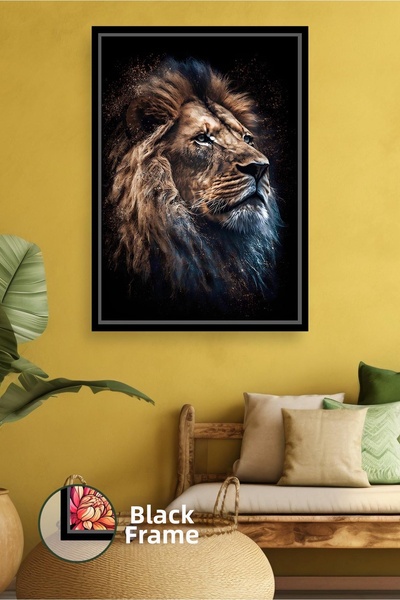 KOSS Dijital Portret realist de leu, tematică animală, fundal întunecat, deco...