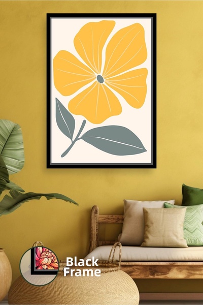 KOSS Dijital Decor de perete în stil boho cu flori galbene, pictură pe pânză ...