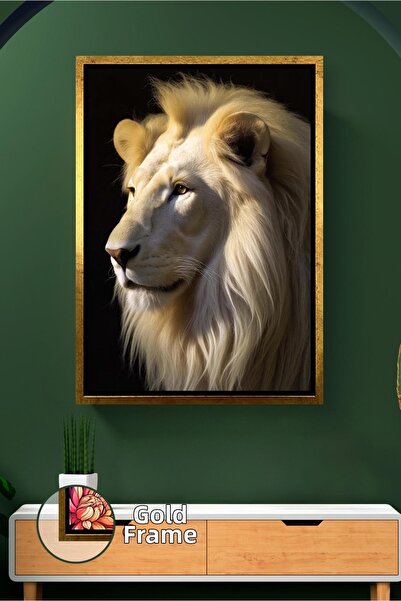 KOSS Dijital Pictură cu leu alb, profil lateral, decor de perete de lux, pict...