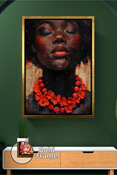 KOSS Dijital Portret de față de o femeie africană cu ochi închis, pictură pe ...