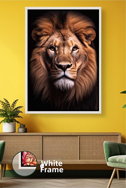 KOSS Dijital Pictură cu leu, fundal negru, model de animale cu fața de leu pe...