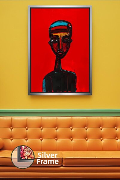 KOSS Dijital Figura umană masculină africană cu fundal roșu, pictură modernă ...