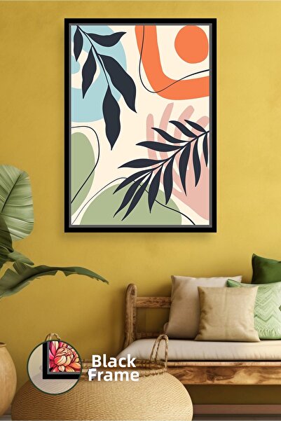 KOSS Dijital Decor modern de perete cu figuri de frunze în culori pastel, sti...