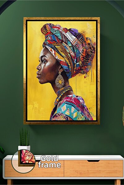 KOSS Dijital Πορτρέτο αφρικανής γυναίκας με μοτίβο με μαντήλι στο πλάι Πορτρέ...