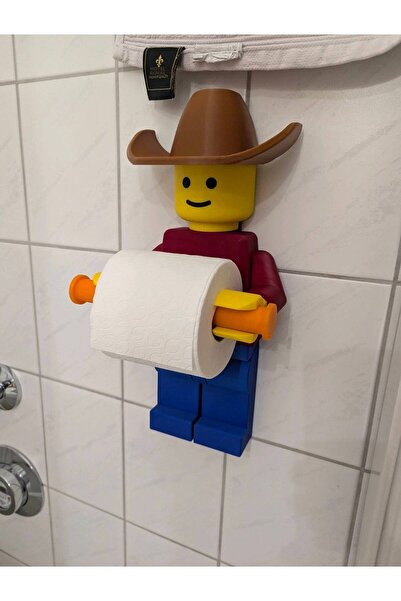 bambam 3d حامل ورق التواليت من بريك مين، حجم كبير 30 سم، مع قبعة رعاة البقر