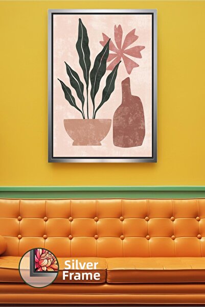 KOSS Dijital Pictură de perete cu model de plante boeme, în tonuri de pământ ...