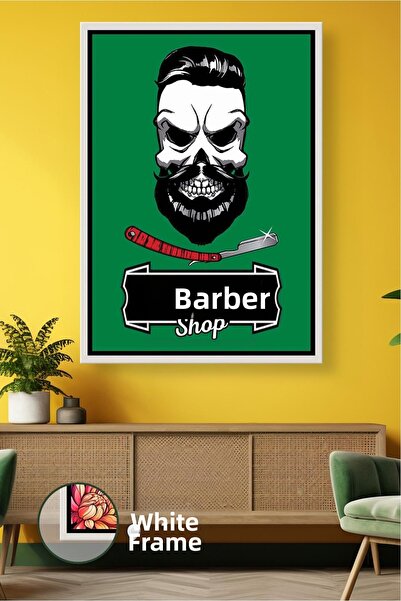 KOSS Dijital Εικόνα σε καμβά με θέμα τον κομμωτήριο, με πράσινο φόντο και φιγ...