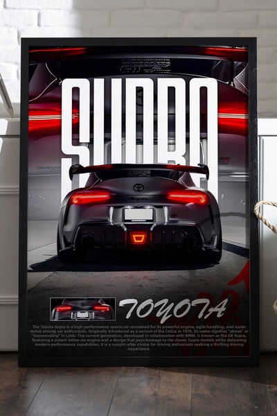 Duvarda Αφίσα Toyota Supra με μαύρο ξύλινο πλαίσιο, διακοσμητικός πίνακας τοί...