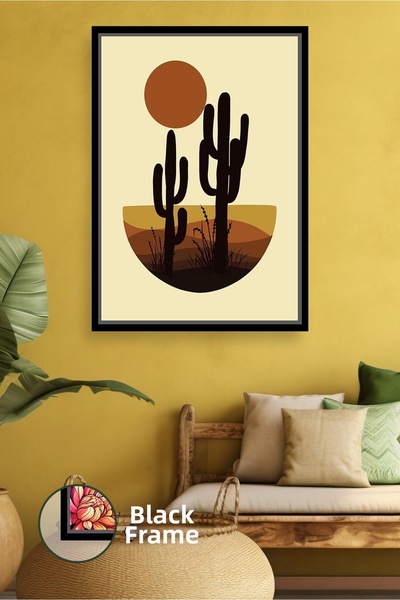 KOSS Dijital Pictură pe pânză înrămată cu tematică Boho Desert Cactus, cu det...