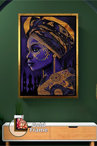 KOSS Dijital Portret de femeie africană în tonuri de violet și auriu, cu mode...