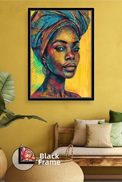 KOSS Dijital Femeie africană în hijab, portret, temă africană, decor modern p...