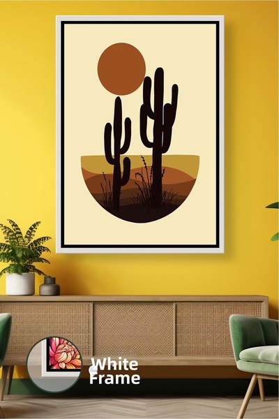 KOSS Dijital Pictură pe pânză înrămată cu tematică Boho Desert Cactus, cu det...