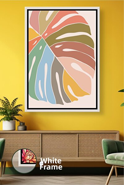 KOSS Dijital Model de frunze tropicale în culori pastel, pictură pe pânză înr...