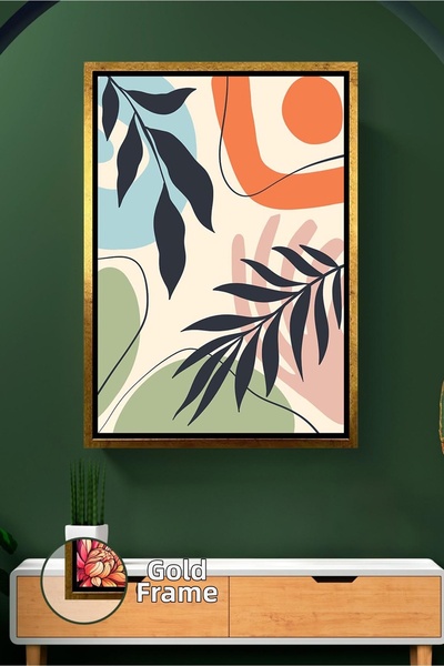 KOSS Dijital Decor modern de perete cu figuri de frunze în culori pastel, sti...