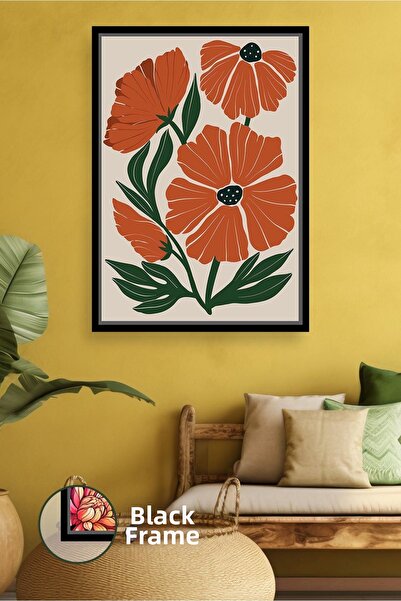 KOSS Dijital Model de flori portocalii în stil boem cu frunze verzi, decor de...