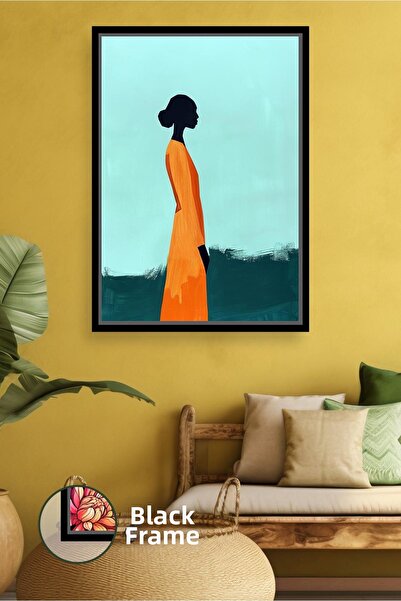 KOSS Dijital Αφρικανή γυναίκα σε πορτοκαλί φόρεμα Σιλουέτα Ελάχιστη εικόνα το...