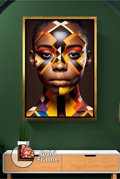 KOSS Dijital Ornament de perete cu față de femeie cu model etnic, decor elega...