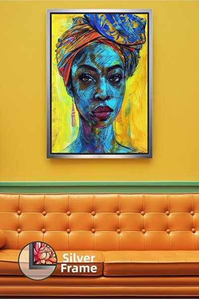 KOSS Dijital Πολύχρωμο πορτρέτο αφρικανικής γυναίκας με χιτζάμπα Αφρικανική δ...