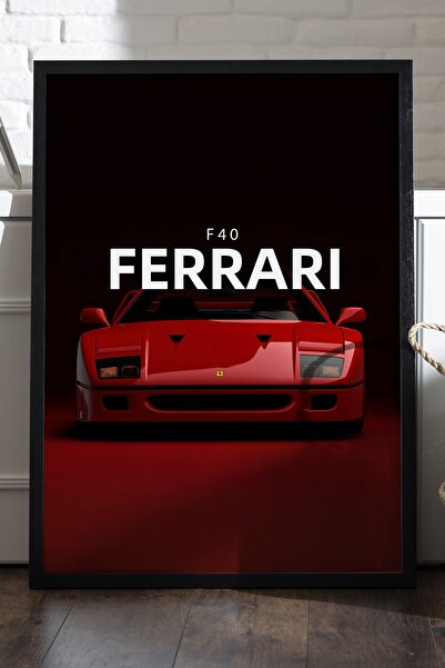Duvarda Αφίσα Ferrari F40 με μαύρο ξύλινο πλαίσιο, διακοσμητικός πίνακας τοίχ...
