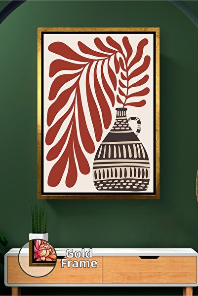 KOSS Dijital Vază cu model cu frunze de culoarea cărămizii, decor de perete î...