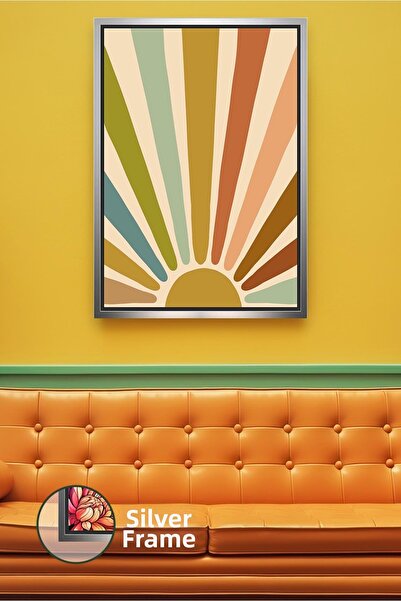 KOSS Dijital Бохо слънчеви лъчи Абстрактен мотив Картина в рамка Модерна деко...