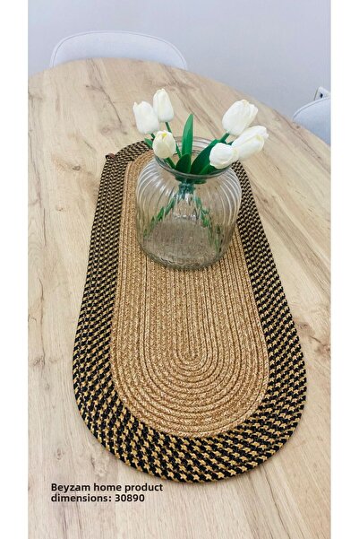 SHLM TEKSTİL Jute, Decorative Table Coffee Table Cover, Runner 33X90, America...