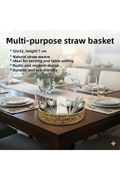 CasaLinda Coș rotund decorativ din răchită naturală, soluție de organizare în...