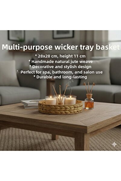 CasaLinda Coș rotund decorativ din răchită naturală, soluție de organizare în...