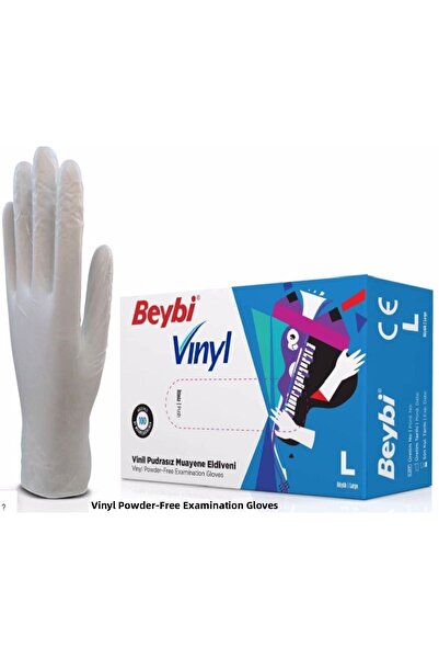 Beybibeybi قفازات فينيل خالية من البودرة، عبوة كبيرة مكونة من 5 قطع