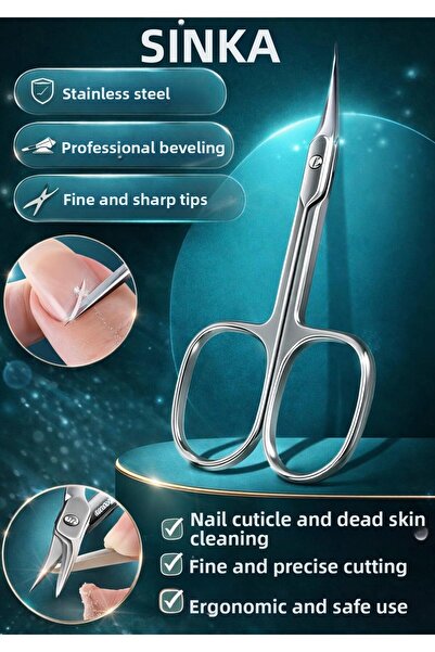 SİNKA مقص الجلد الزائد، مقص مانيكير رفيع، مصنوع من الفولاذ المقاوم للصدأ، مبر...