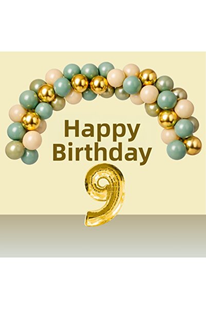 tedaks 9 Years Old Retro Gold Chrome Gold Moldy Green Kumbeji Balloon Happy B...