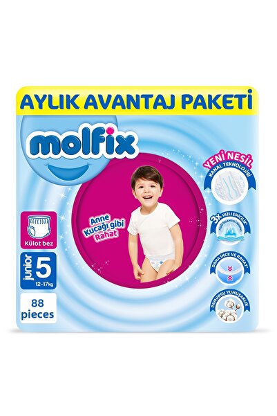 Molfix Pants Baby Diapers Size 5 Junior Monthly Advantage Package 88 Pieces