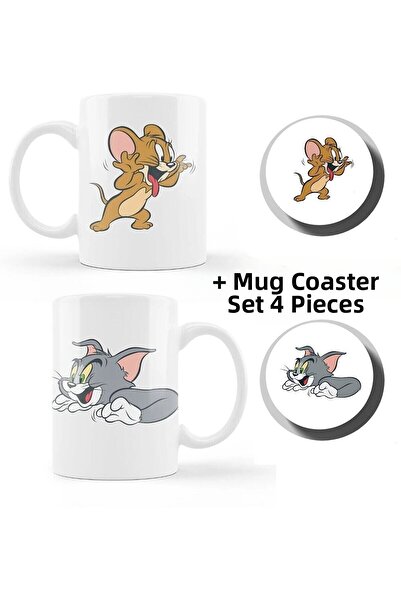 Mio Life Gift Special Design 2-Piece Cup Tom And Jerry Mug And Coaster Set Co...