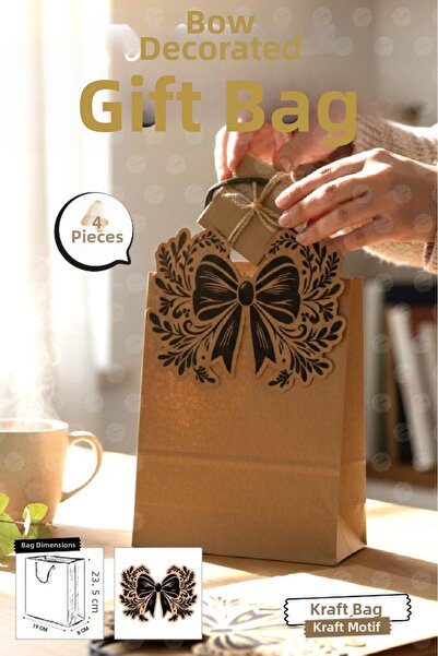 t tuğset etiket Pungă Kraft cu mâner spiralat și panglică din carton 4 bucăți...