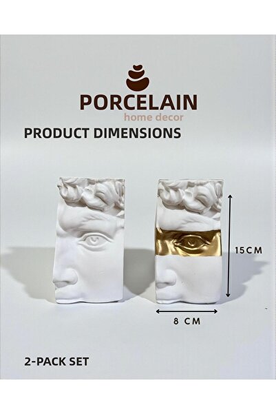 Porselian Σετ 2 διακοσμητικών αντίκες γλυπτών προσώπων, στήριγμα βιβλίων και ...