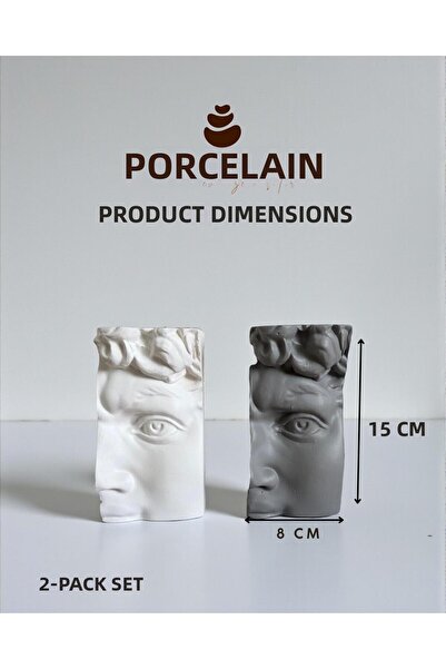 Porselian Set of 2 Decorative Antique Face Sculpture Bookends and Figurine David Bust Library Accessory
